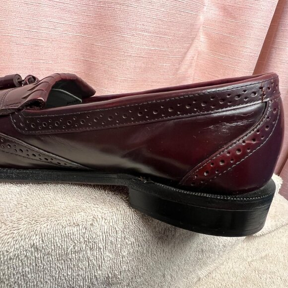 VTG Dexter Burgundy Tassel Loafers 8.5M Wingtip Brogue Leather Dress USA Comfort - Picture 11 of 16